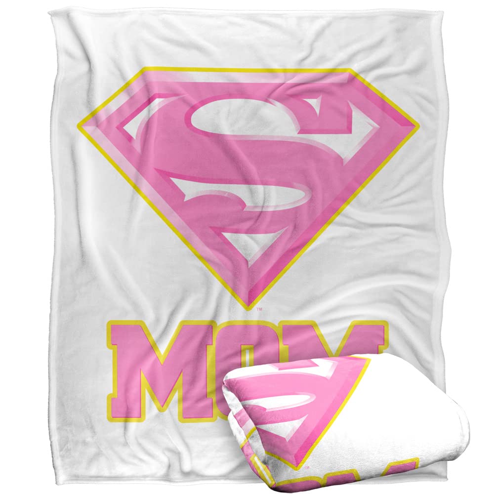 Plaid Superman Logo Super Mom Rose 152x127cm au Toucher Soyeux