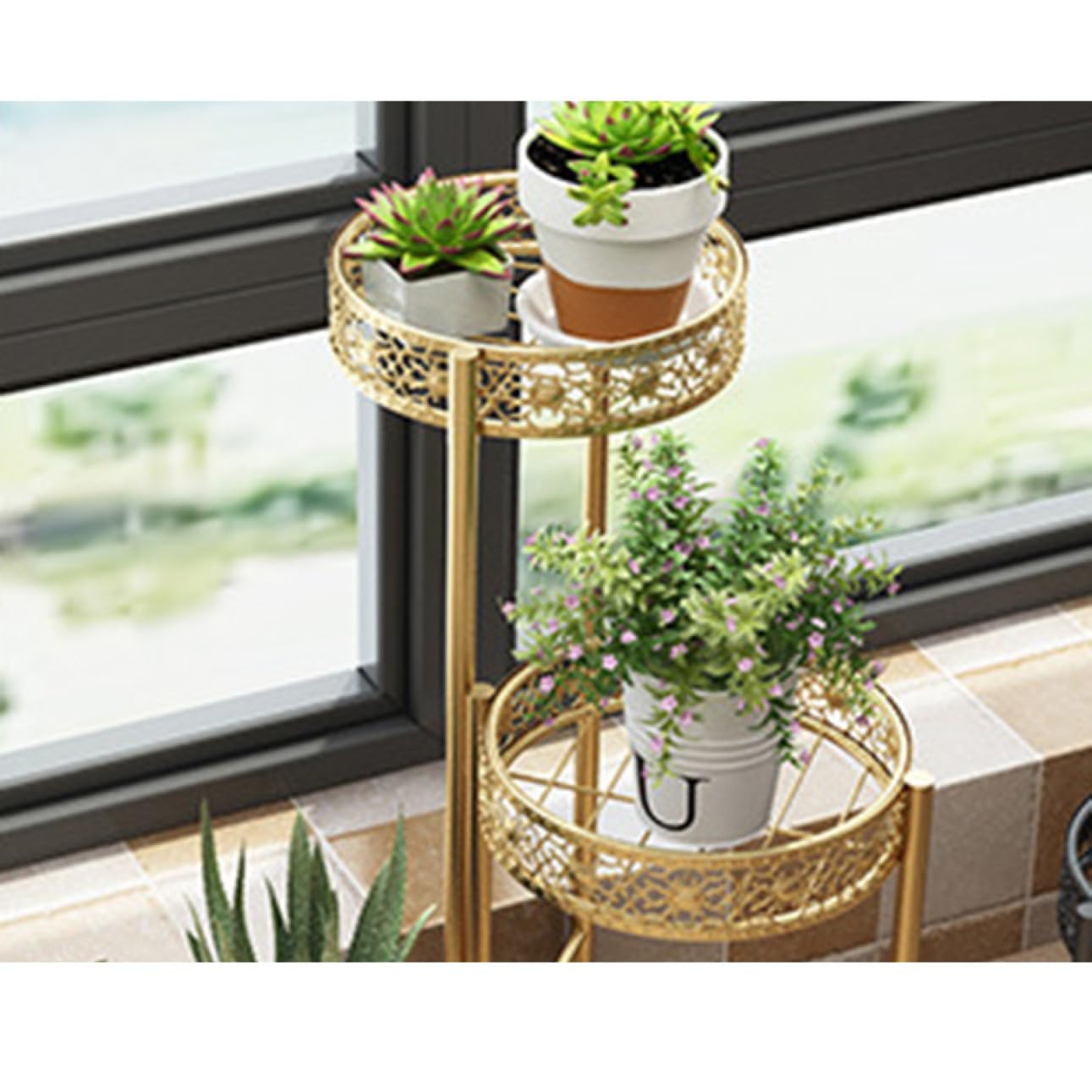 Amazon.co.jp: MJKQ9 プランターベース 花台 22*90 アイアン ゴールド