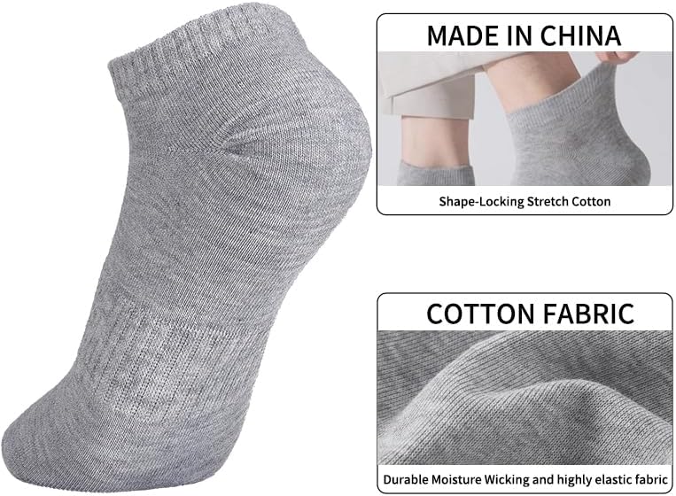 6 Pairs No Show Socks Cotton Non Slip Low Cut thin Socks,White/Black/Grey - Image 3