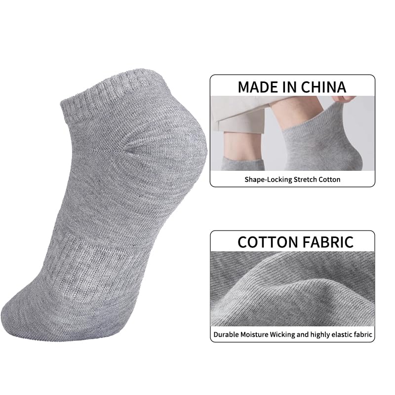 Image of 6 Pairs No Show Socks Cotton Non Slip Low Cut thin Socks,White /Black /Grey