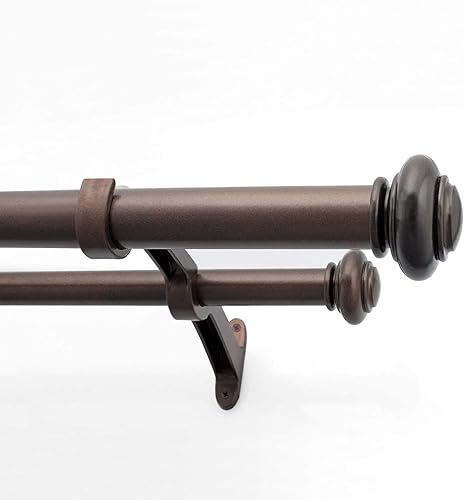 Deco Window Varillas de cortina dobles de 52 a 144 pulgadas de cobre antiguo, barra de cortina giratoria y bloqueada, 34 pulgadas de diámetro,