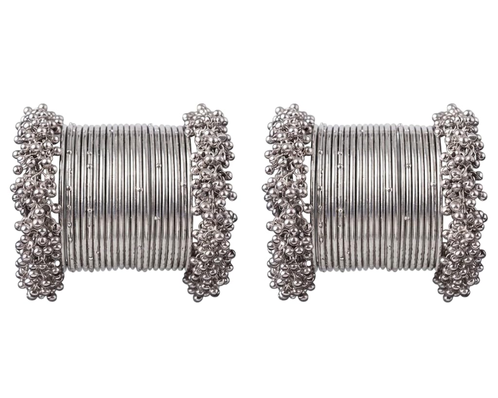Oxidised Silver Plated Ethnic Bangles for Women | Boho Bangles Set Of 52-image-45