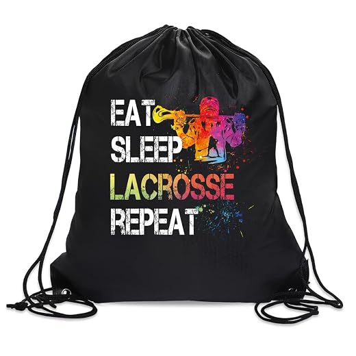 Eat Sleep Lacrosse Repeat Drawstring Backpack For Men Women, Waterproof Sport Sackpack For Lacrosse Lover Lacrosse Fan, Funny Birthday Christmas String Gym Bag Gifts For Her Him