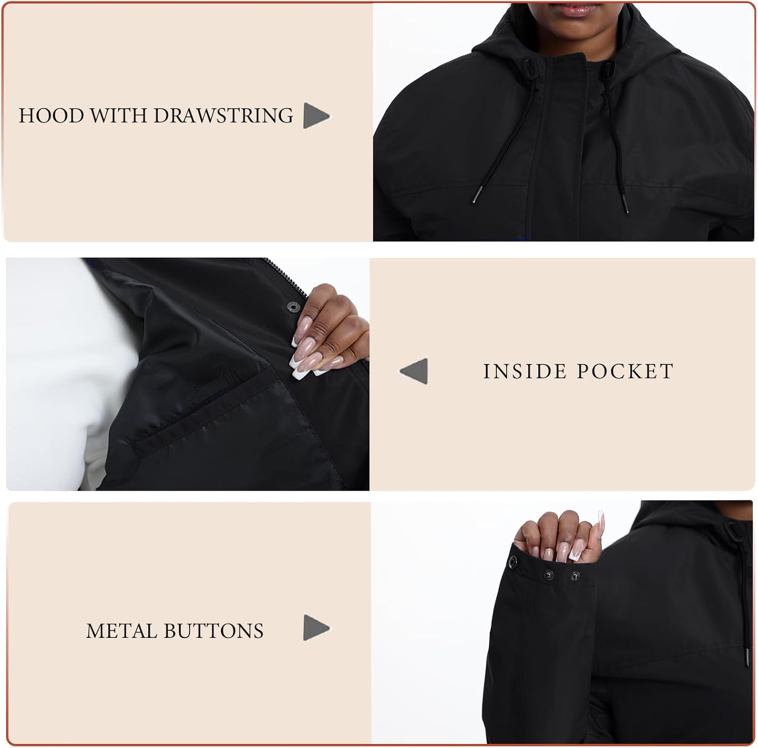 Women's Plus Size Lightweight Windproof Jacket, Water-Resistant Windbreaker Jacket with Hood for Traveling, Hiking, Daily - Image 5
