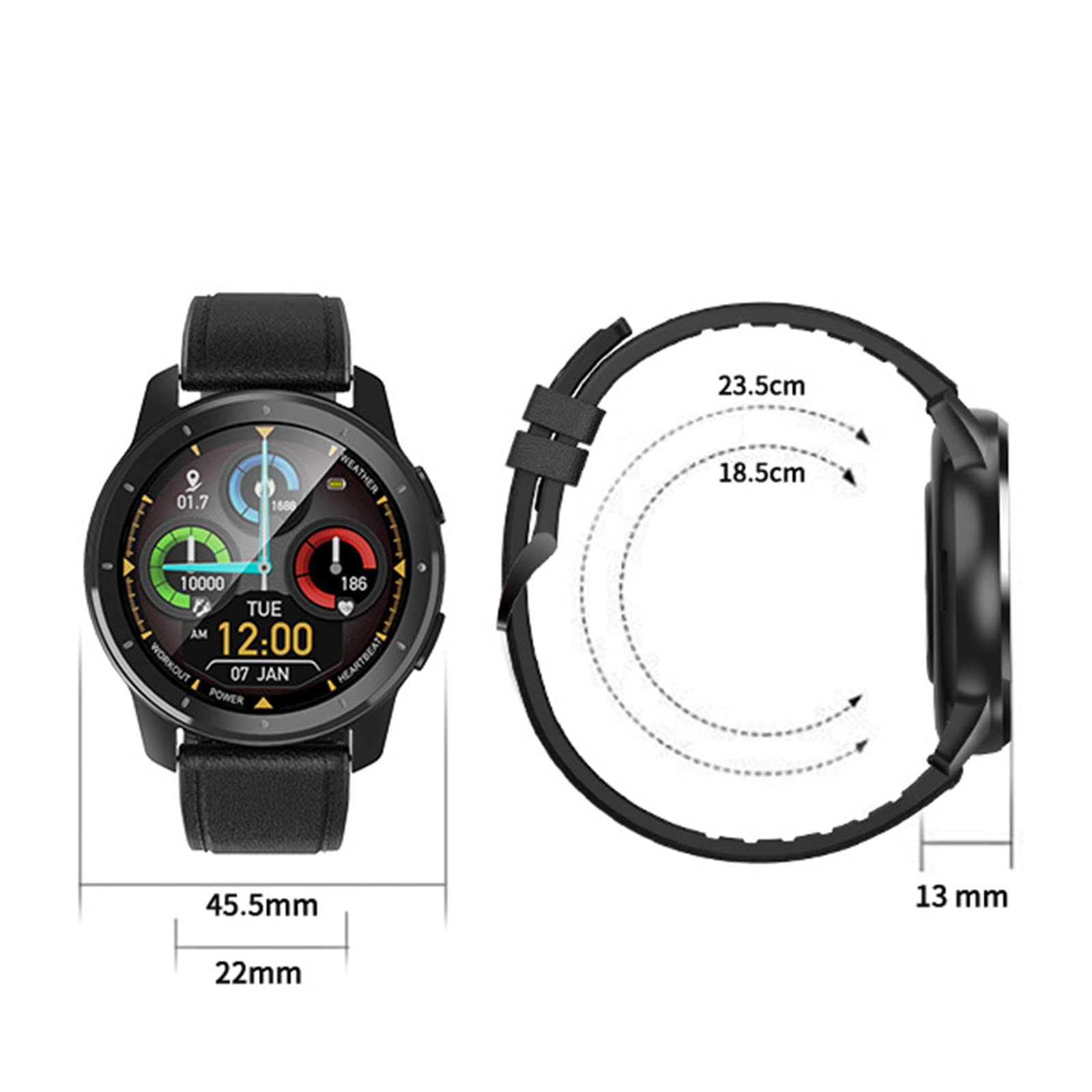 2022 męski wielofunkcyjny inteligentny zegarek. 3.3 cm ekran dotykowy wodoodporny smartwatch do Androida/iOS. Fitness Tracker z pulsometrem, ciśnieniem krwi, monitorem snu, złoty