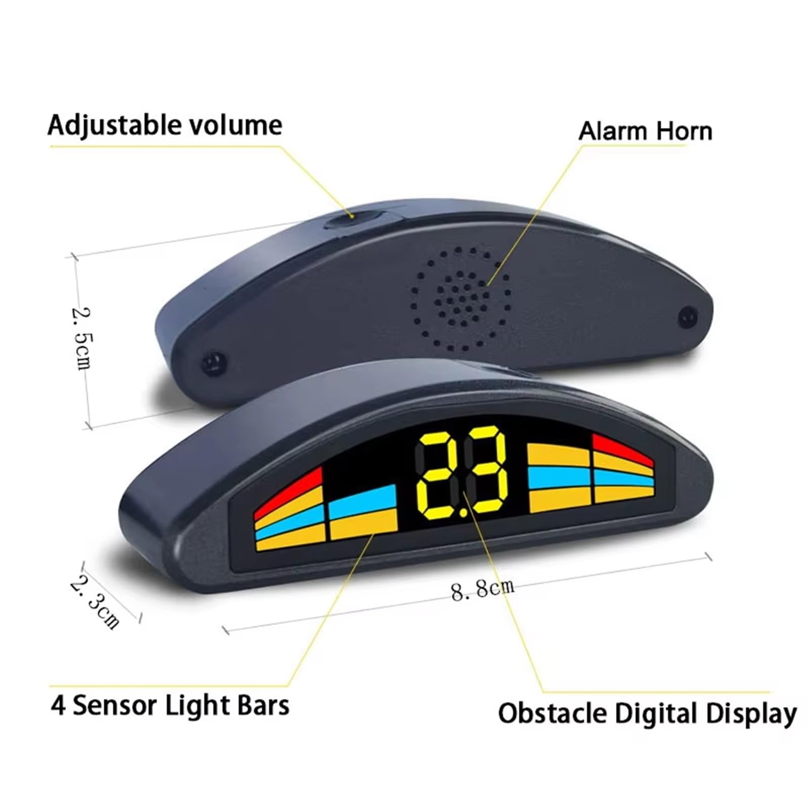 Radar Reserva Kit Sensor Aparcamiento Delantero Prefijo Automático Parktronic Sistemas Asistencia Para Vehículos Alarma Zumbador Volumen Sensores Coche(Black)