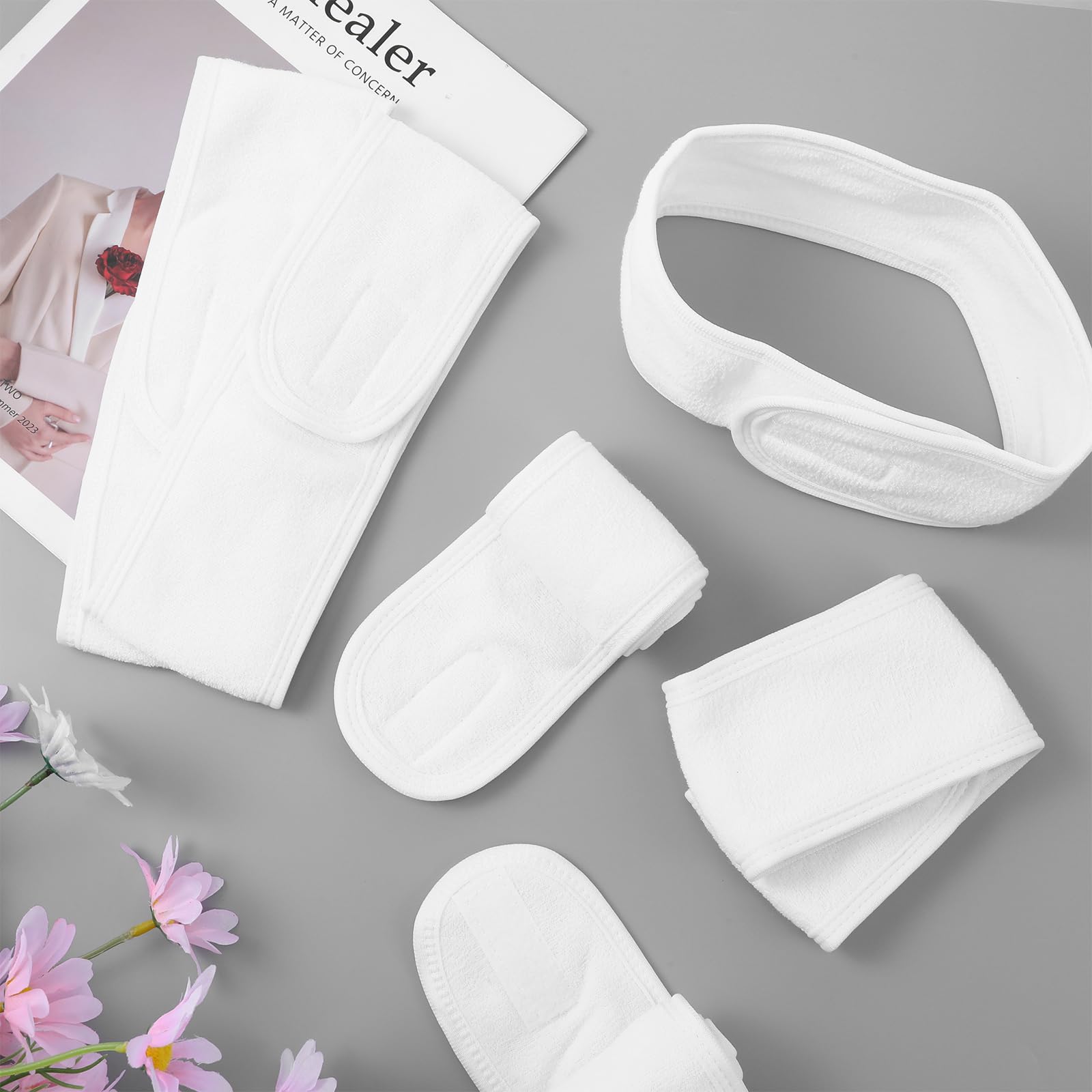 Set di 24 fasce per capelli da spa per il viso, 100% cotone di alta qualità, fasce per capelli per trattamenti viso, 61 x 8 cm, fascia regolabile per capelli, per donne, trucco e cura della pelle