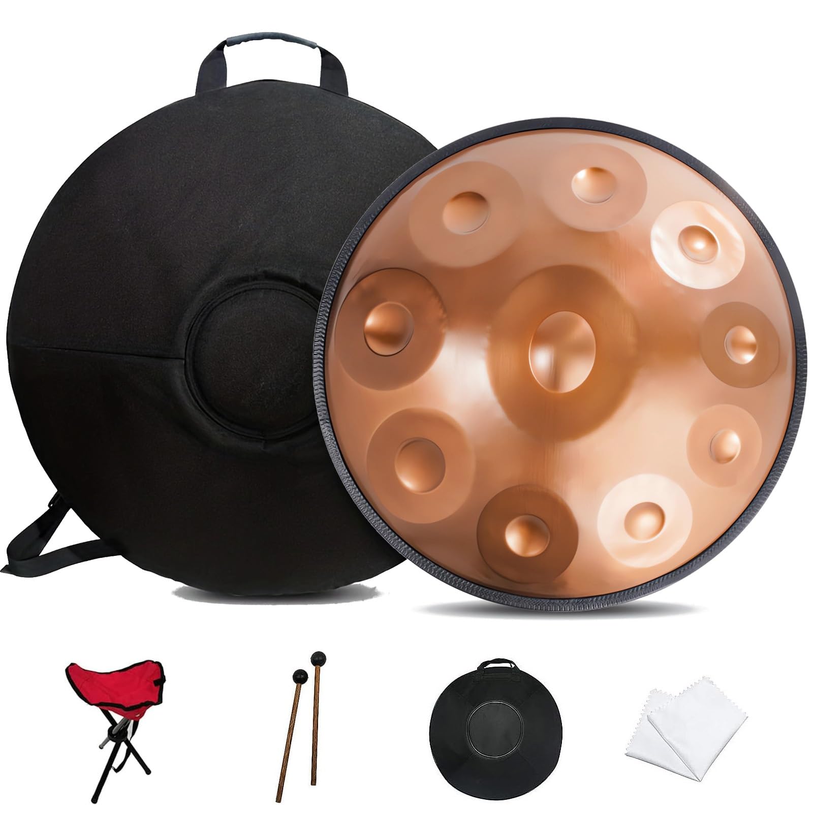 Steel Handpan Drum, 55cm Hand Pan Drum De 432Hz/440Hz Avec Trépied, 9/10/ 12 Notes Handpan Instrument Pour L'Éducation Musicale, Le Divertissement, La Méditation Et Les Cadeaux Zen (Size : 440Hz, C