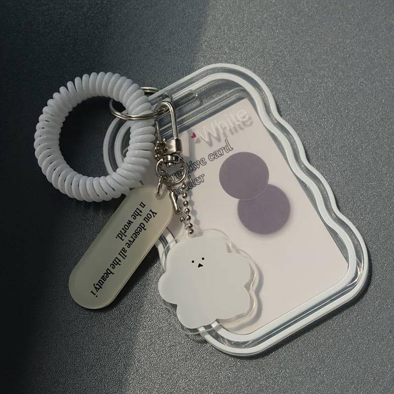 Image of Street27 Cloud Shape Photo Card Holder with Keychain Pendant | Transparent ID Badge Case with Wrist Strap | Silicone Protective Card Cover for Office, School & Travel (Transparent)