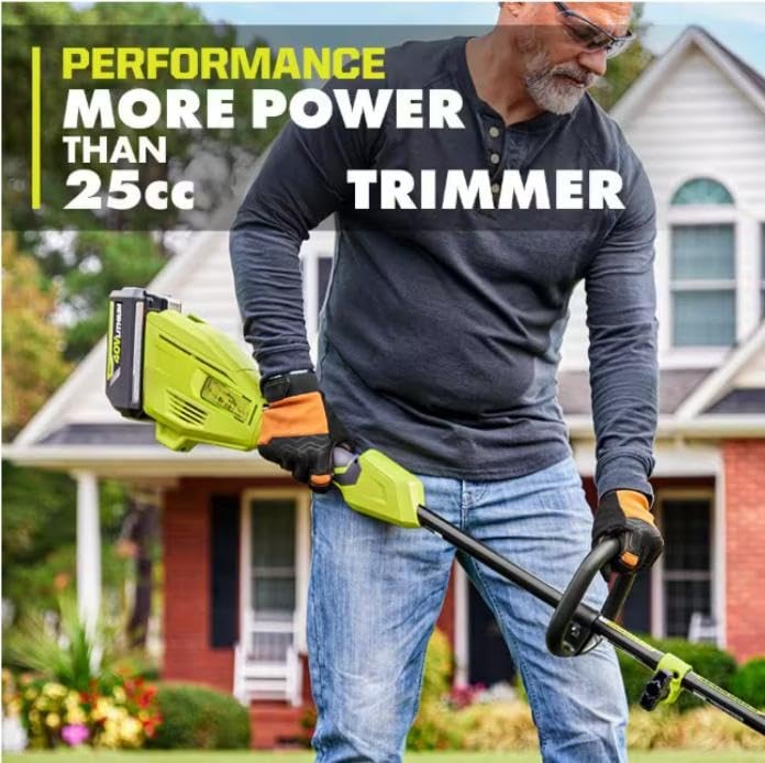 Person using the powerhead with a trimmer attachment