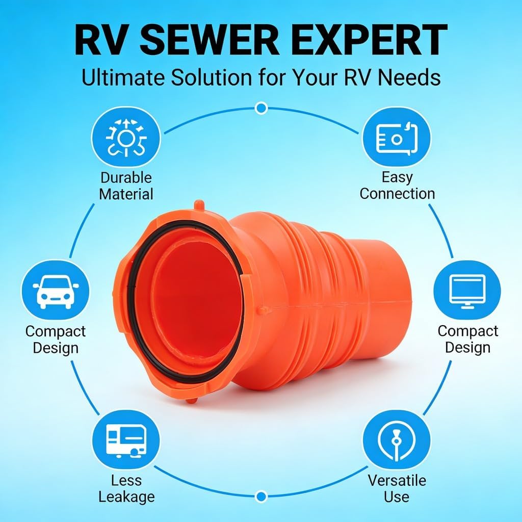 RV Sewer Hose Elbow with Lid, 90 Degree Connector, HDPE Durable Material - Easy Installation, Leak - Proof Seal, Ideal for RV and Yacht Sewer Systems