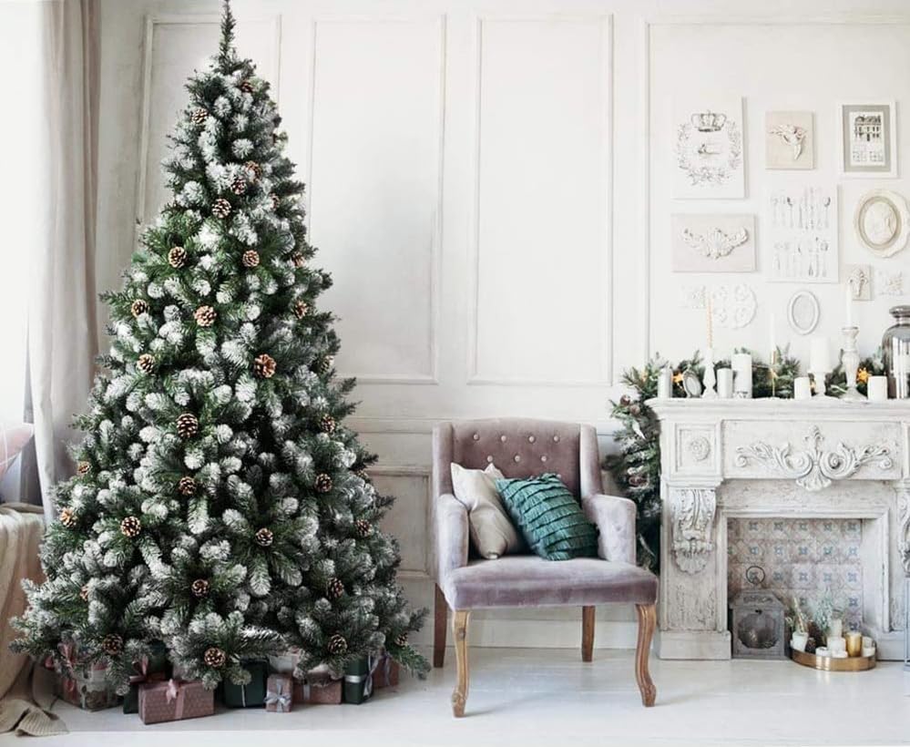 Totò Piccinni Albero di Natale Artificiale NOEL, Folto, Effetto Realistico, Rami a Gancio, Facile Montaggio, PVC, Ignifugo, Incluso Borsa e Porta Palline (210 cm, Punte Innevate e Pigne) - Vista 8