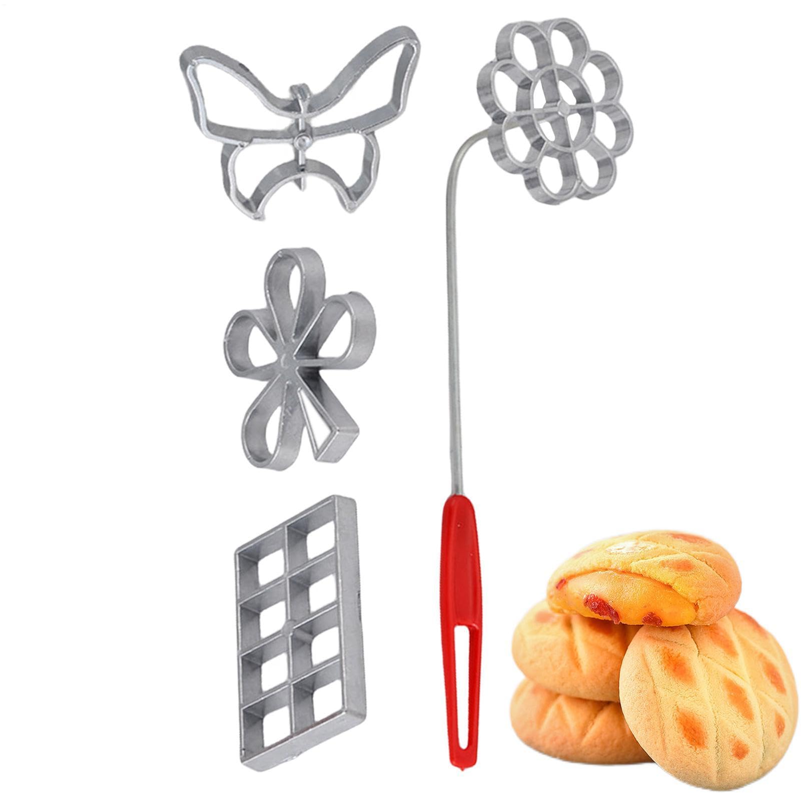 Set di 4 da forno staccabili con manico, kit di utensili da cucina in metallo, per fritti con impugnatura resistente al calore, set di per rosette per uso domestico per waffle