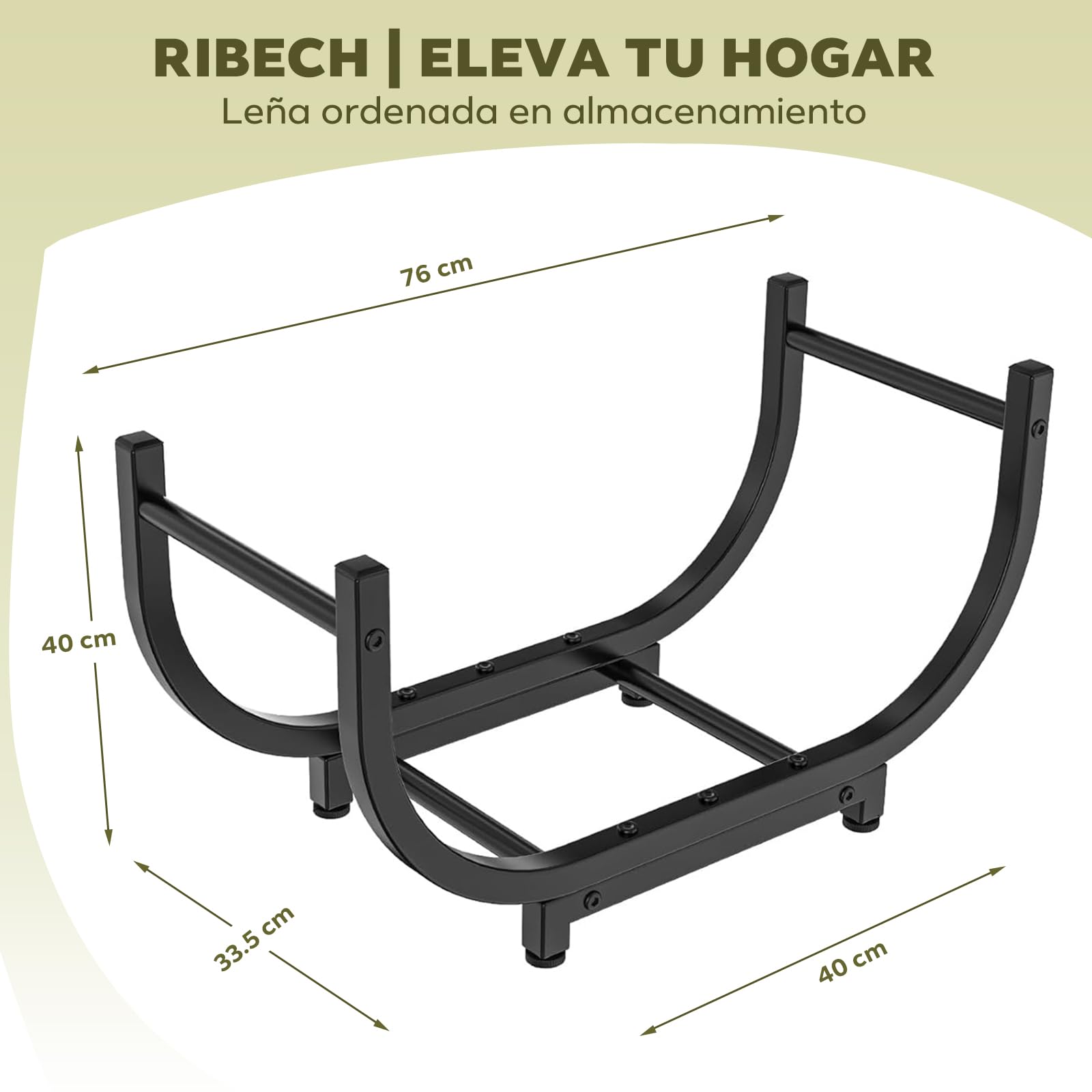 Estantería para Leña de Metal | Almacenamiento de Leña para Interior y Exterior | Soporte para Chimenea, Jardín, Camping y Autocaravana | Fácil Montaje, Negro