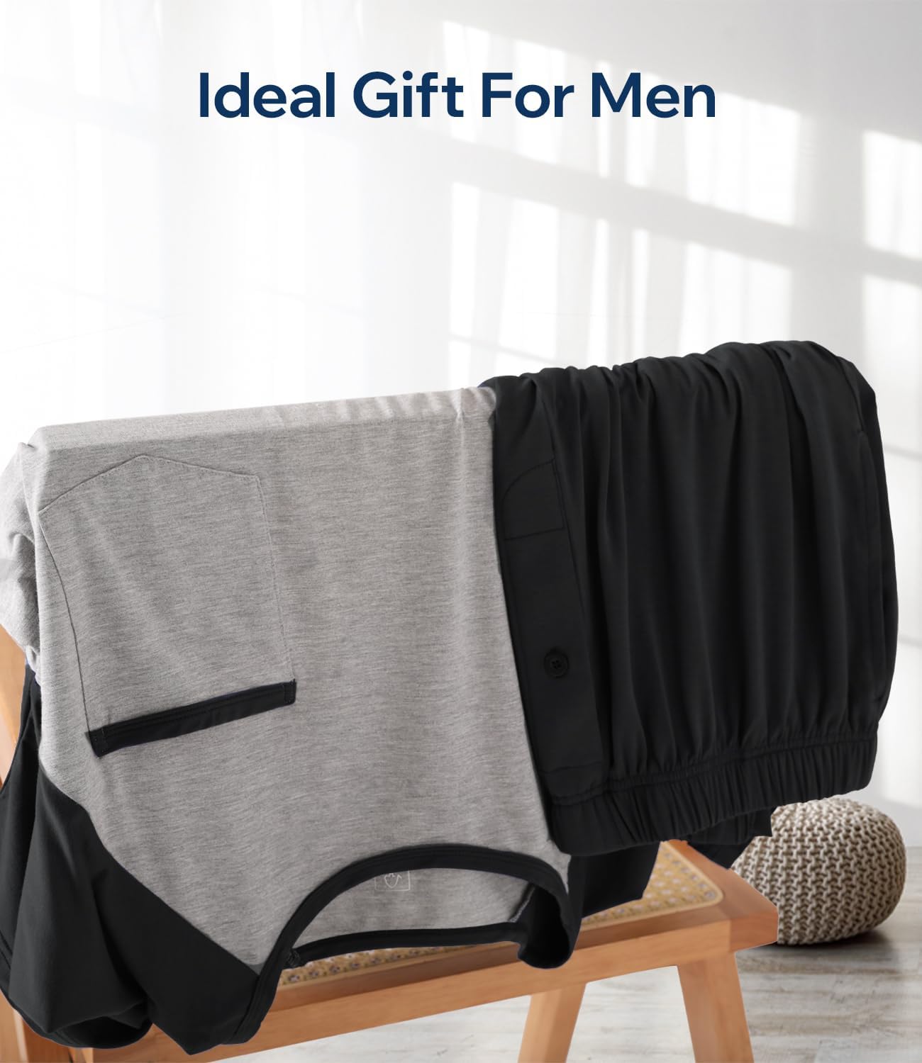 BAMBOO COOL Mens Pajama Set Summer Pjs Sleepwear Short Sleeve Shirts Soft Lightweight Sleep Sets Loungewear with Pockets - Image 6