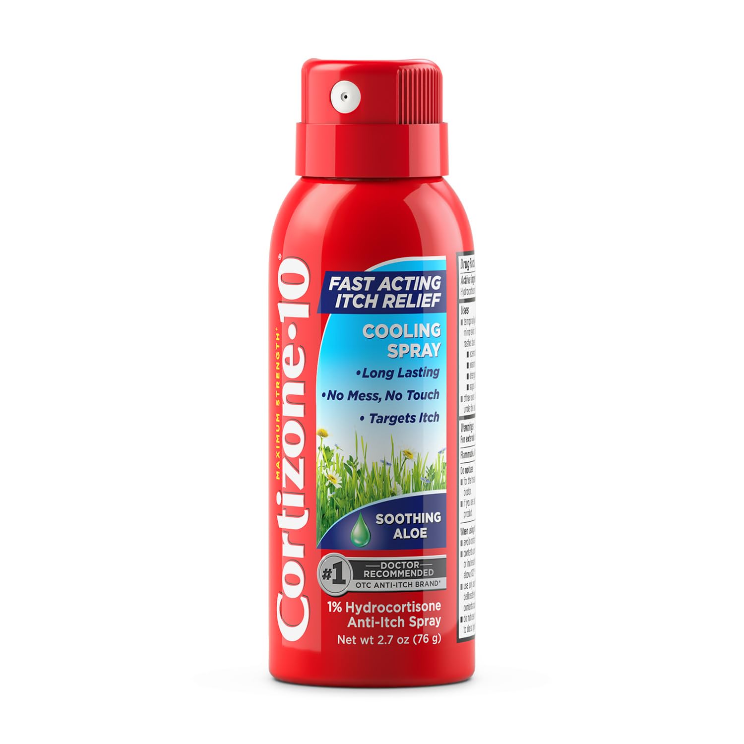 Cortizone 10 Maximum Strength Soothing Aloe Itch Relief Cooling Spray, 1% Hydrocortisone, Fast-Acting, Anti-Itch Spray for Bug Bites, Rash, Eczema, Psoriasis, Poison Ivy, Oak, Sumac, 2.7 oz