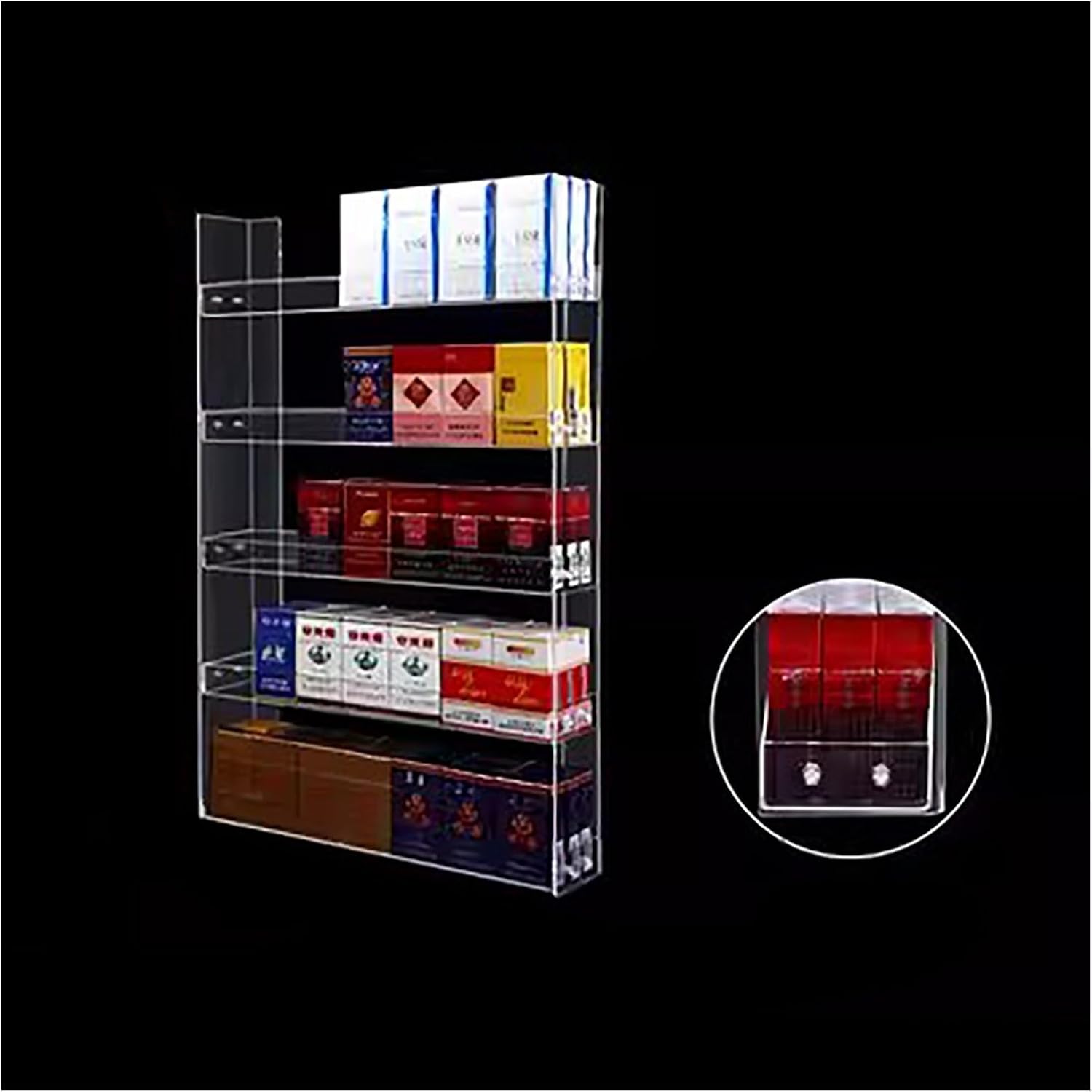 Store Display Shelves Cigarette Display Holder Wall Mounted Cigarette Showcases Rack,Acrylic Cigarette Case Holder,2/3/4/5 Tier Cigarette Case Holder,Cigarette Display Holder(4tier)