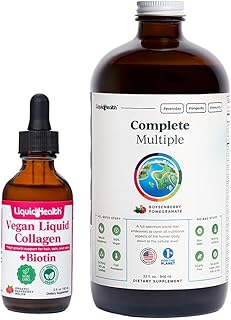 LIQUIDHEALTH Vegan Liquid Collagen Plus Biotin Drops & Complete Multiple Adult Daily Multivitamin Bundle - Hair & Nail Gro...
