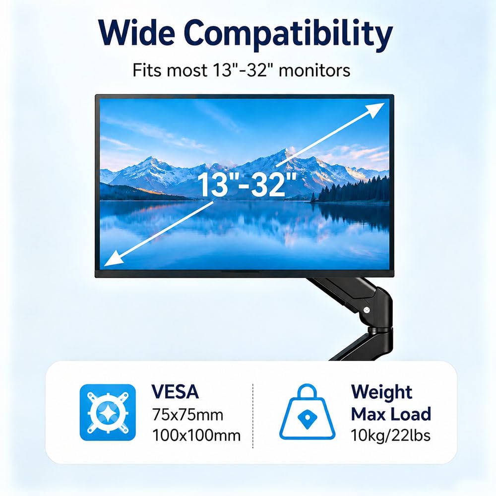 Braccio Supporto Singolo Monitor per Schermo 13-32" VESA 75x75/100x100