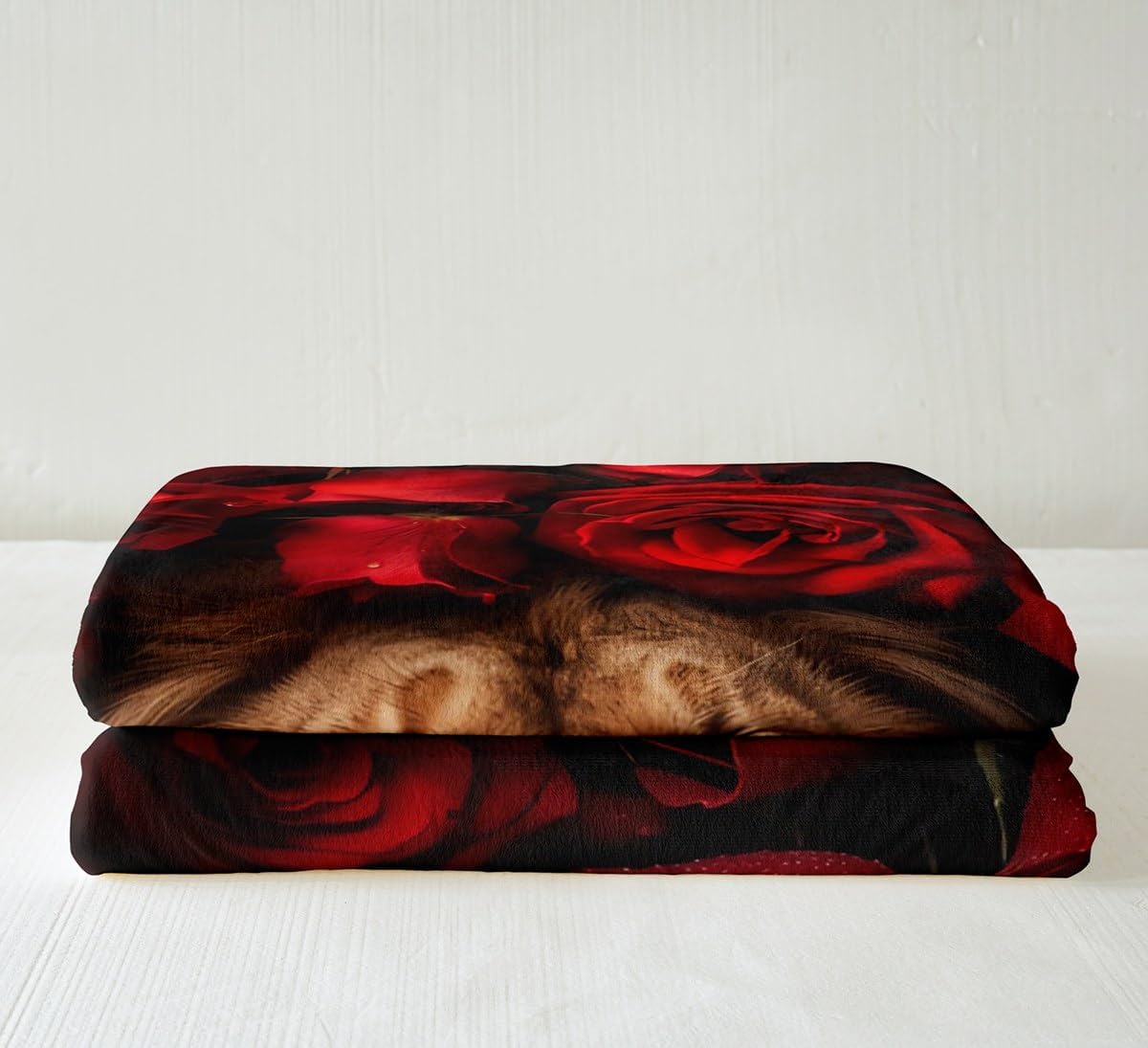 Feelyou Lion Rose Sherpa Blanket Animal Floral Print Fleece Throw Blanket for Kids Boys Girls Nature Theme Design Plush Blanket Safari Print Fuzzy Blanket for Sofa Bed Couch,Twin 60x80 Inches