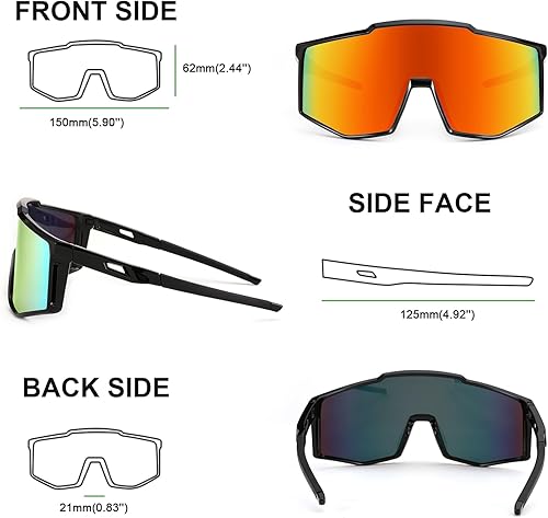 Miniatura 5 de Karsaer Vision - Gafas de sol deportivas envolventes con visera de los años 80, lentes de sol de béisbol para jóvenes, niños, adolescentes, niños y