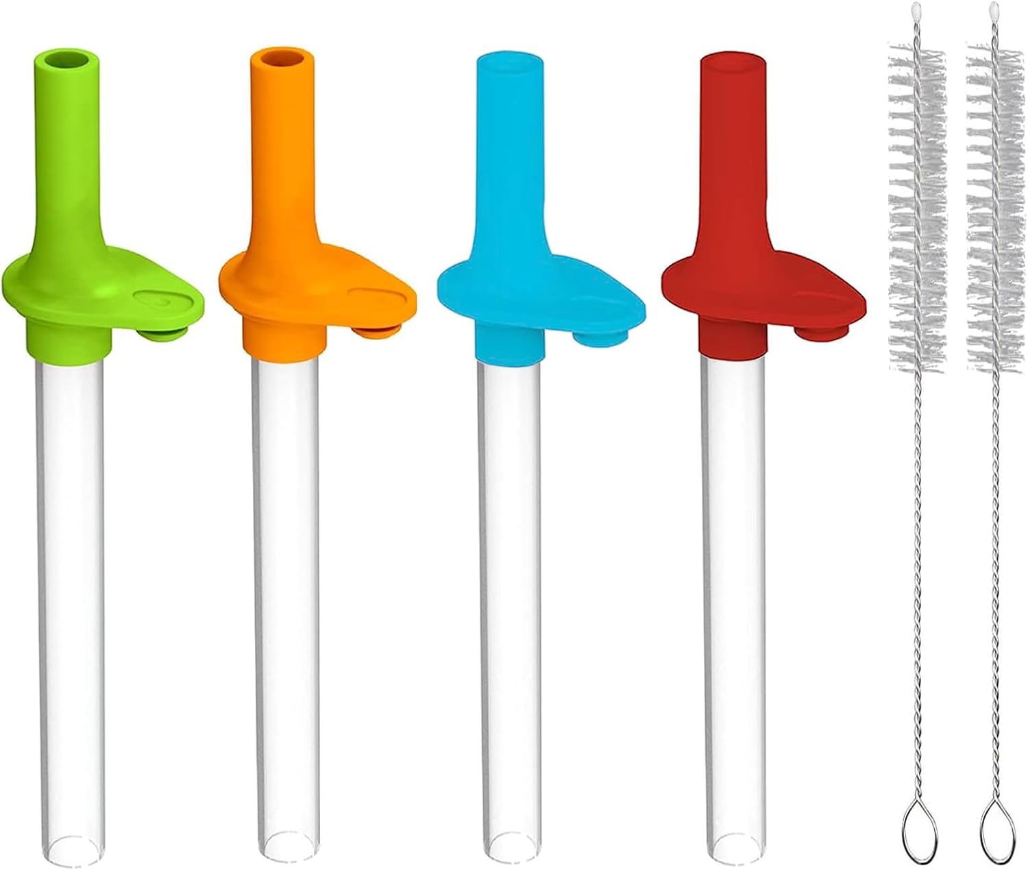 4PCS Straws Replacement and Bite Valve Compatible with Zak Designs Kelso 15 oz Water Bottle Silicone Replacement Bite Valve Reusable Straw with Cleaning Brush