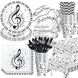 Xenorik Music Theme Party Decorations Tableware - Notes Party Supplies, Plate, Cup, Napkin, Tablecloth, Cutlery, Social Media Theme Birthday Baby Shower Decorations Dinnerware | Serve 24