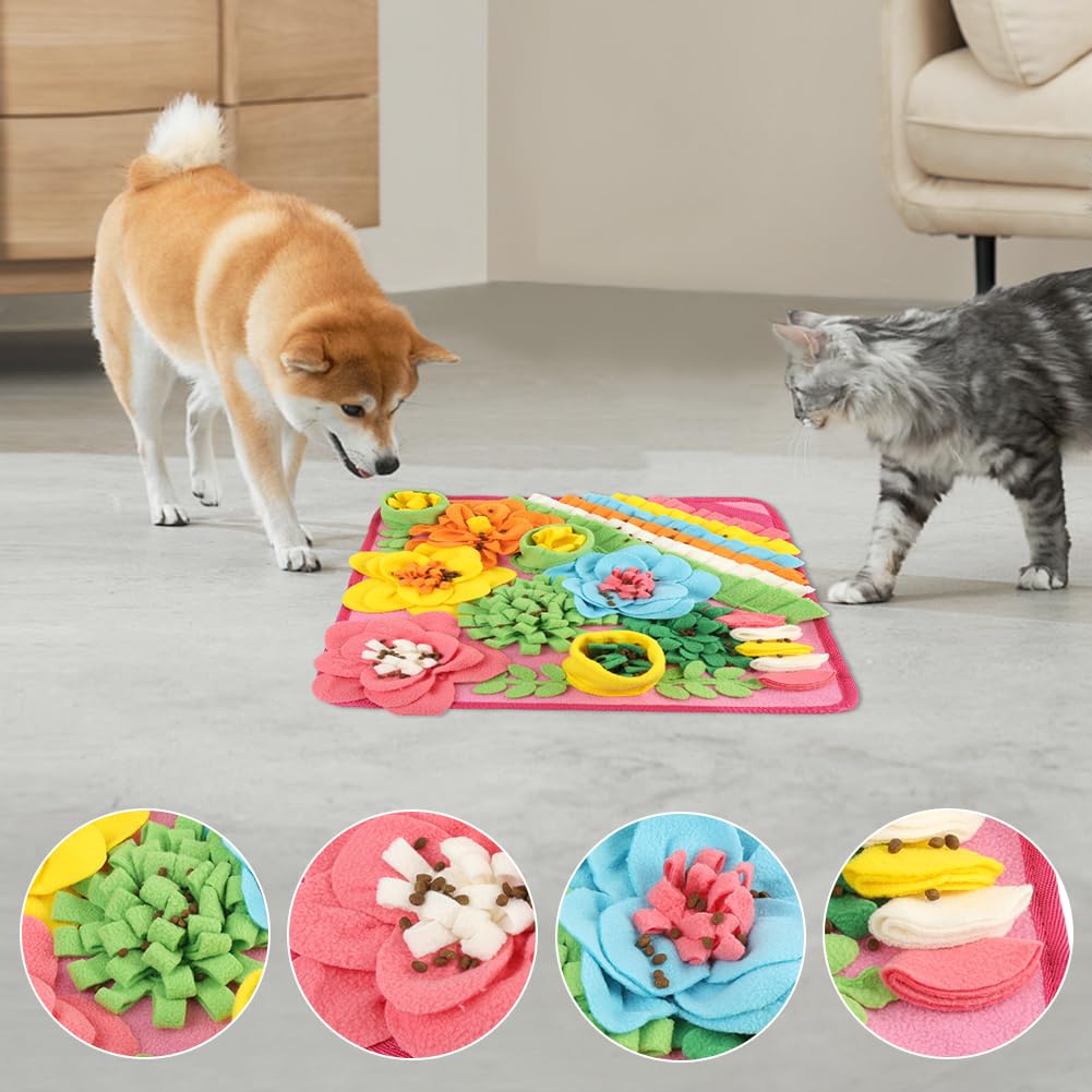 OSDUE Tappeto Olfattivo Cane, 39cm Foraggiamento Tappeto per Cani Addestramento Foraggiamento di Animali Lavabile Antiscivolo Tappetino Puzzle di Snuffle Giocattolo per Cani Attivazione Mentale Cane