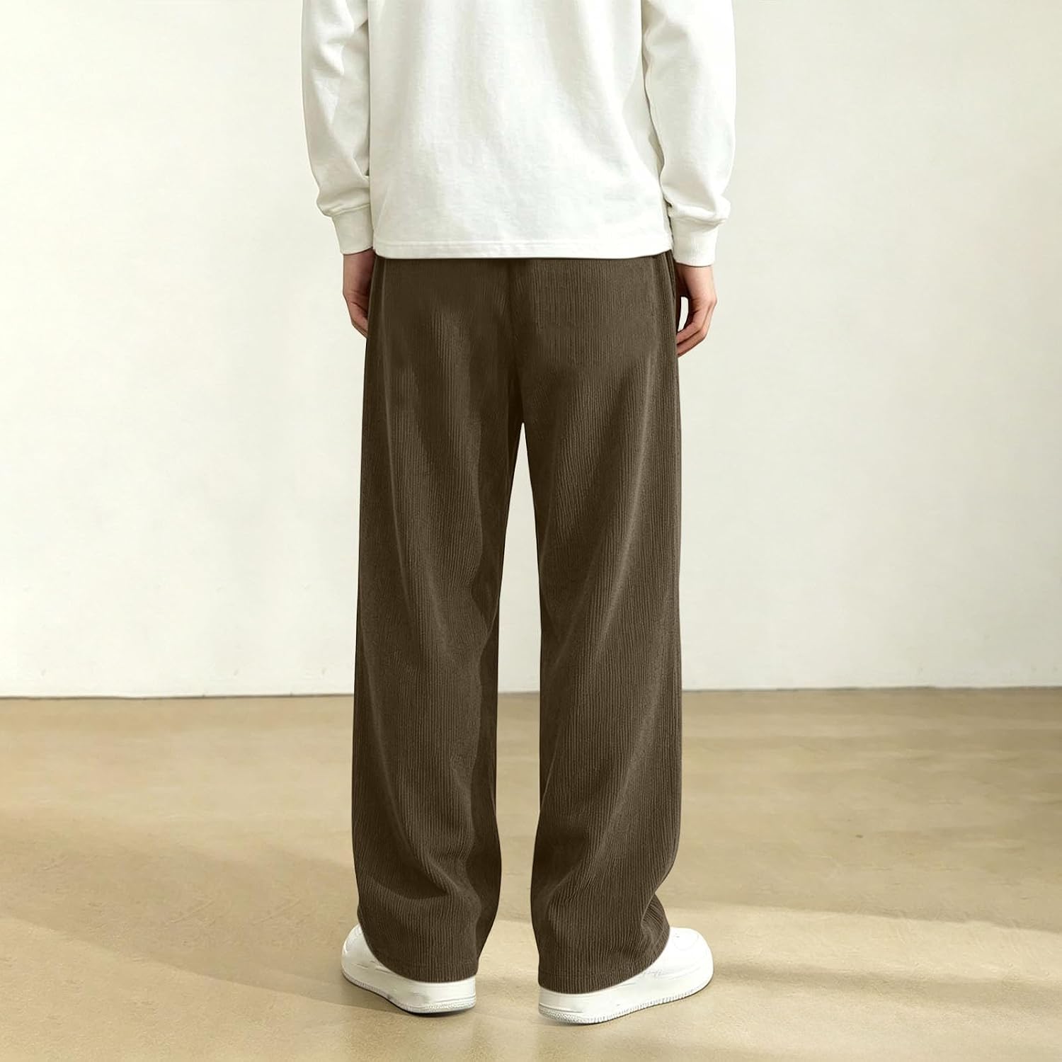 2026 Boys Corduroy Pants Pull On Plain Elastic Waist Long Pants