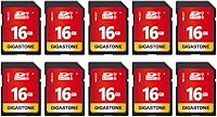 Gigastone 16GB SD Card 10-Pack UHS-I U1 Class 10 SDHC High Speed Full HD Video for Canon Cameras, SPYPOINT Trail Cams w/ 10 Cases
