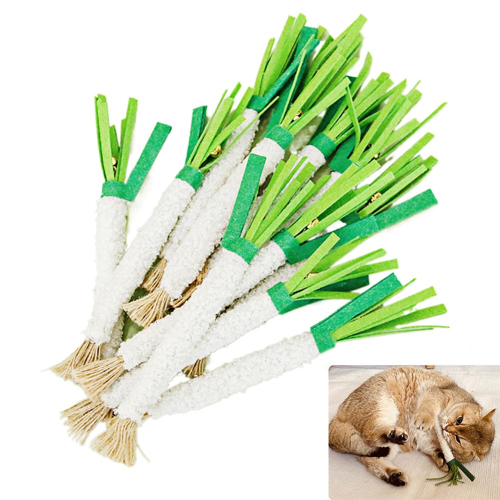 IUHKBH Silvervine Catnip Sticks, 3 PCS Scallion Shape Chew Stick for Cats Cleaning Teeth Interactive Kitty Toys, Kitten Essentials, Birthday Gift