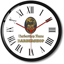 Barber Gifts Wall Clock Black Frame, 12 Inch Barber Shop Sign Wall Clock with Customized Name Roman Numerals Silent Battery Operated Wall Watch for Barbers Hairdressers Hair Salon
