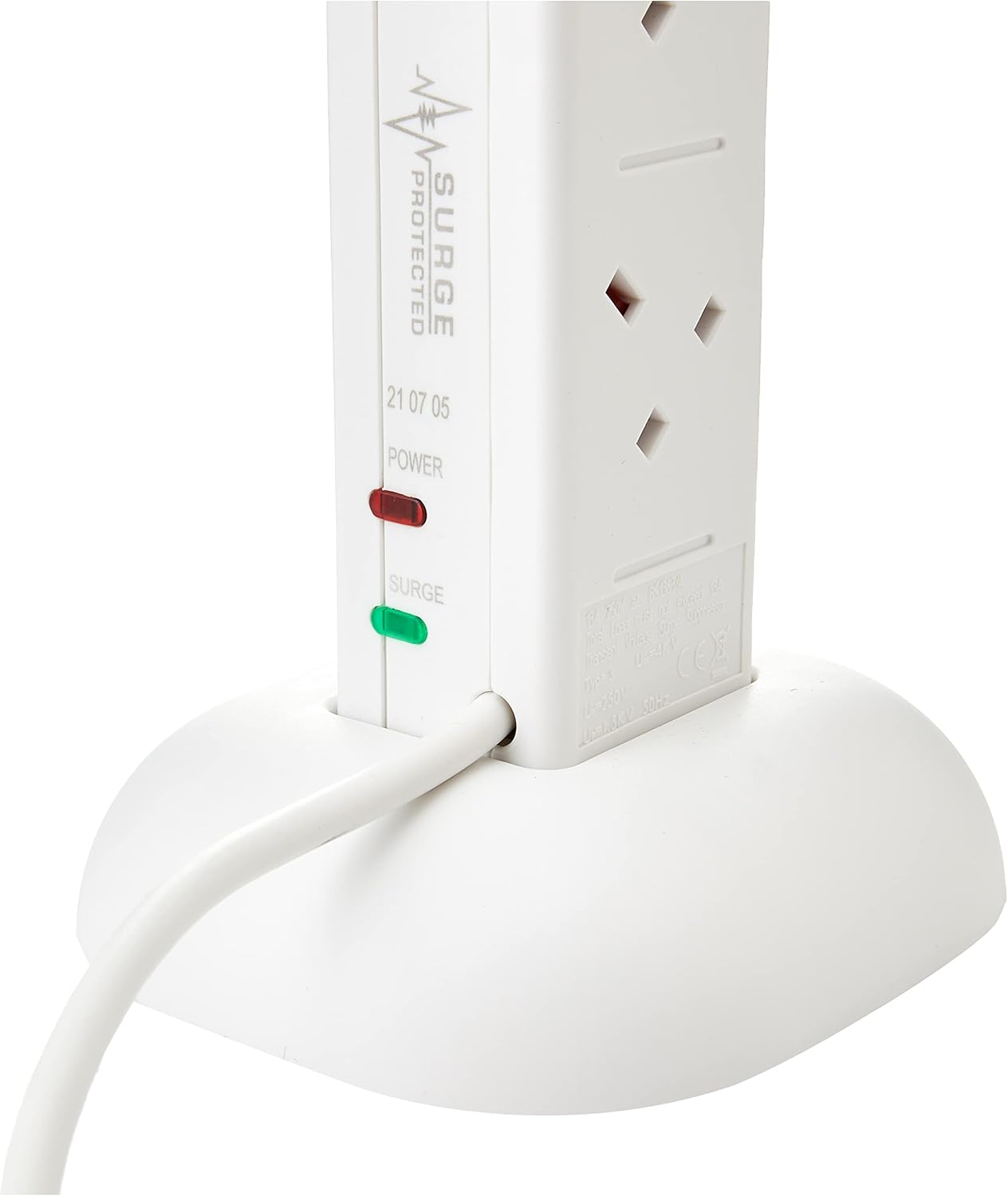 10 Way Surge Protected Vertical Tower Extension with 2 metre Lead