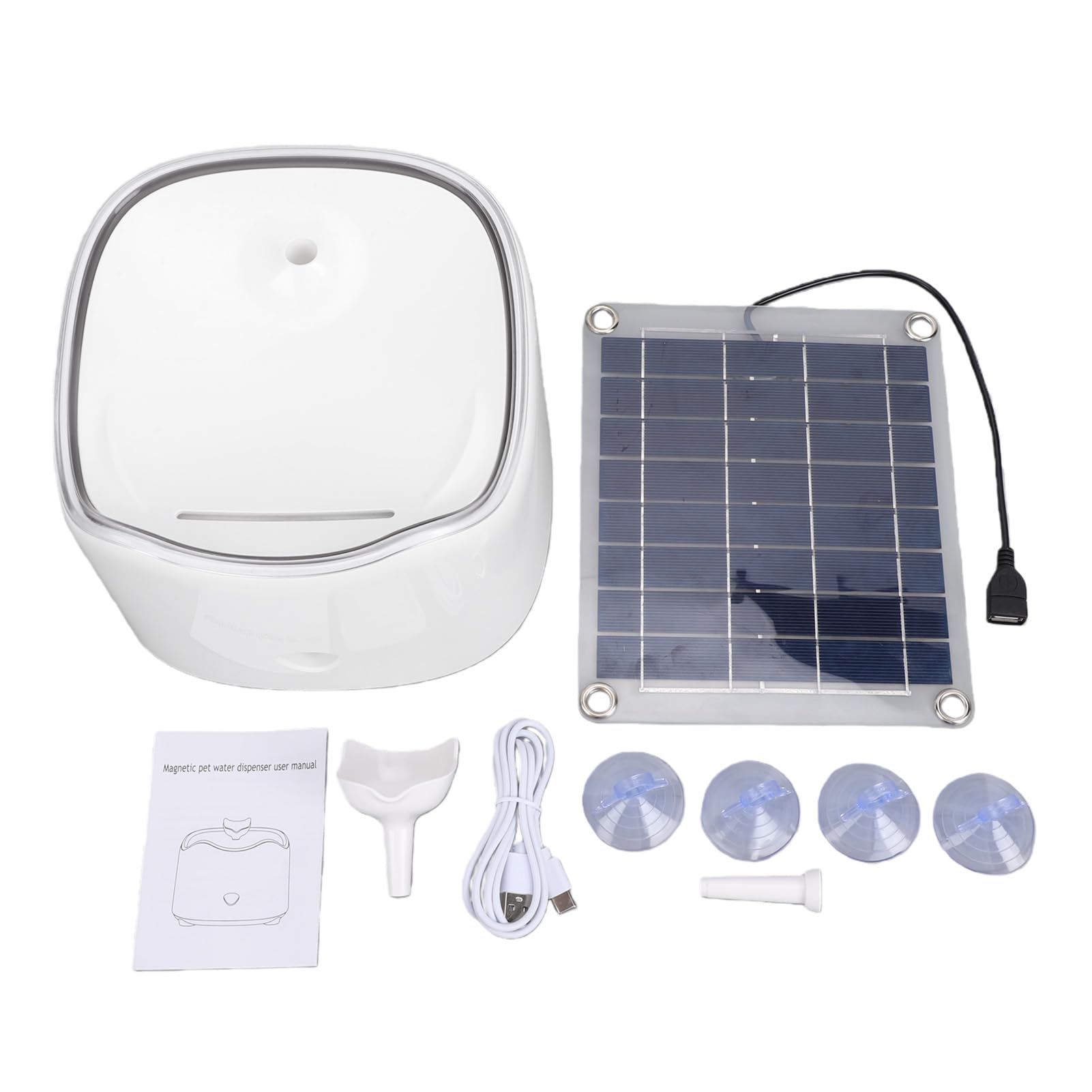 Fontana Solare per Gatti, Automatica, per Piccoli Animali all'aperto, 1,8 L |Con Efficiente Pannello in Silicio Monocristallino, Distributore di Acqua per Animali in Plastica Senza BPA,