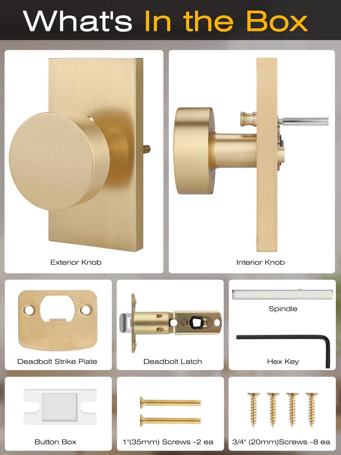 Satin Brass Privacy Door Knob - Keyless Entry -8 Satin Brass Privacy Door Knob - Keyless Entry -8
