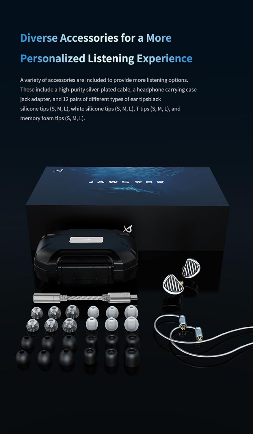 Fanmusic TRN Jaws Earphone 3DD 4BA 1 Planar Driver Wired in-Ear Headphones