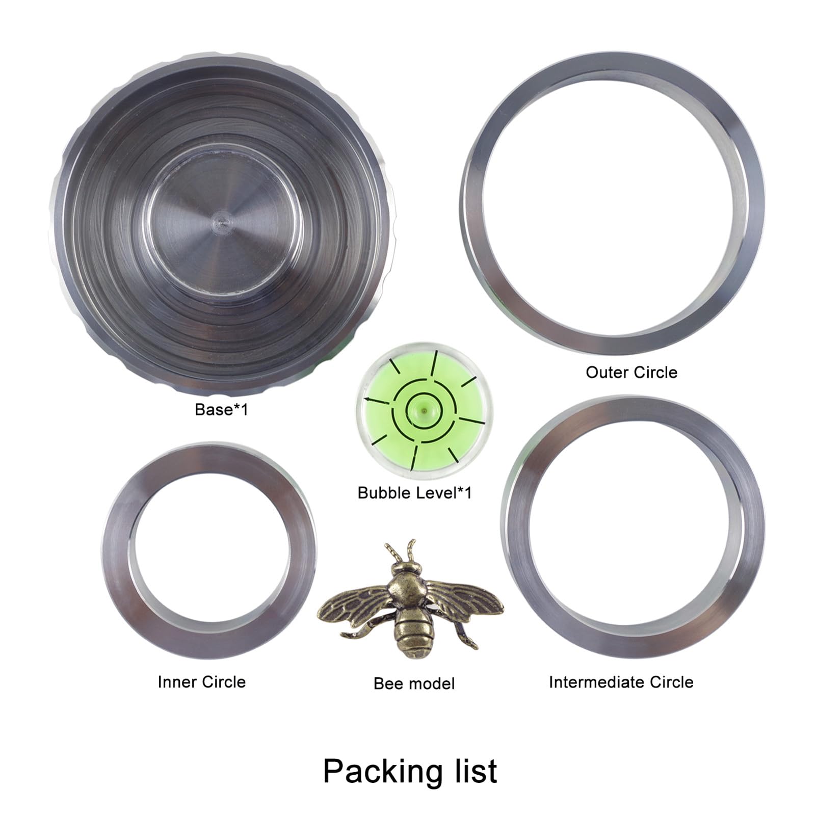 Tissting Stabilizzatore Peso Vinile Aggiustabile in Acciaio Inox con Livella - Per Giradischi, Riduce Vibrazioni e Salti, Include Livella a Bolla e Modellino Ape