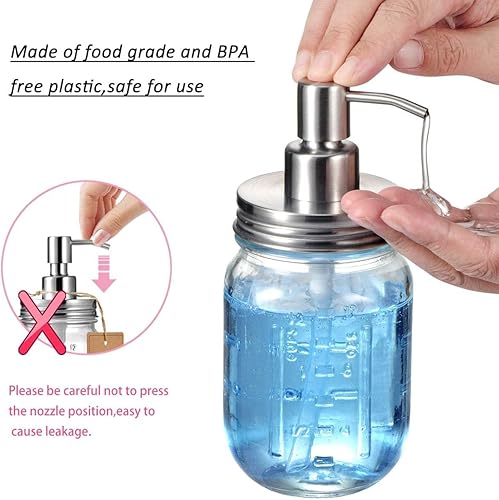 Miniatura 3 de Amolliar Bomba Dispensadora de Jabón Líquido de Tarro de Masón, Tapa de Acero Inoxidable Resistente a la Oxidación, Linda Decoración de Granja para