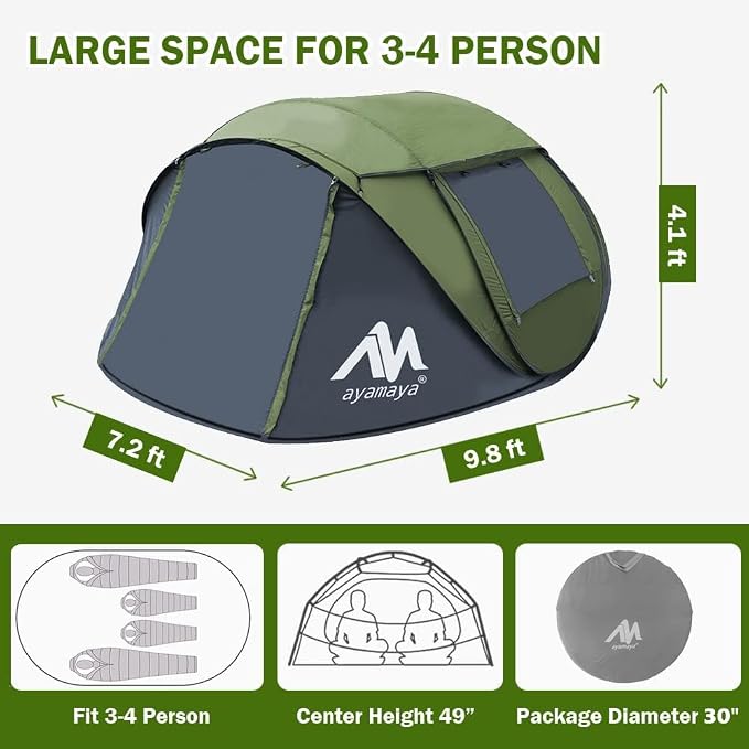 Carpa Pop Up para 4 Personas, Impermeable, AYAMAYA miniatura 4