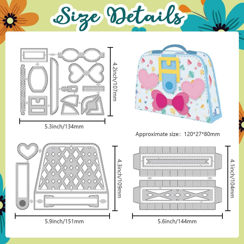 DELORIGIN 3D Handbag Cutting Dies Bag Box Card Making Die Stencil Carbon Steel Die Cuts Scrapbooking Embossing Template Dies for Greeting Cards Craft Paper Album Invitation Decor - Image 2