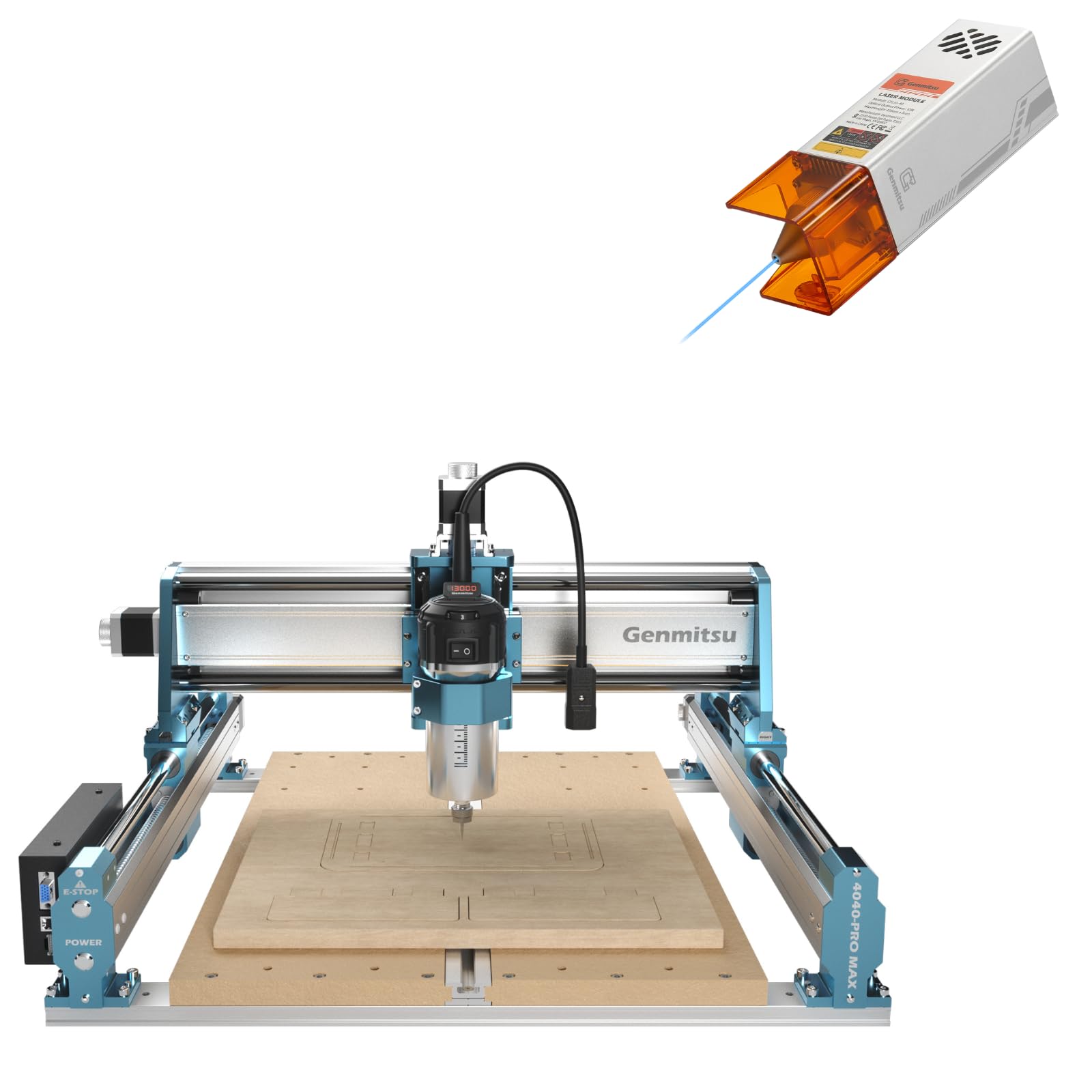 Genmitsu CNC 4040-PRO MAX+ 10W Lasermodul, zum Fräsen von Holz, Metall und Acryl, GRBL-Steuerung