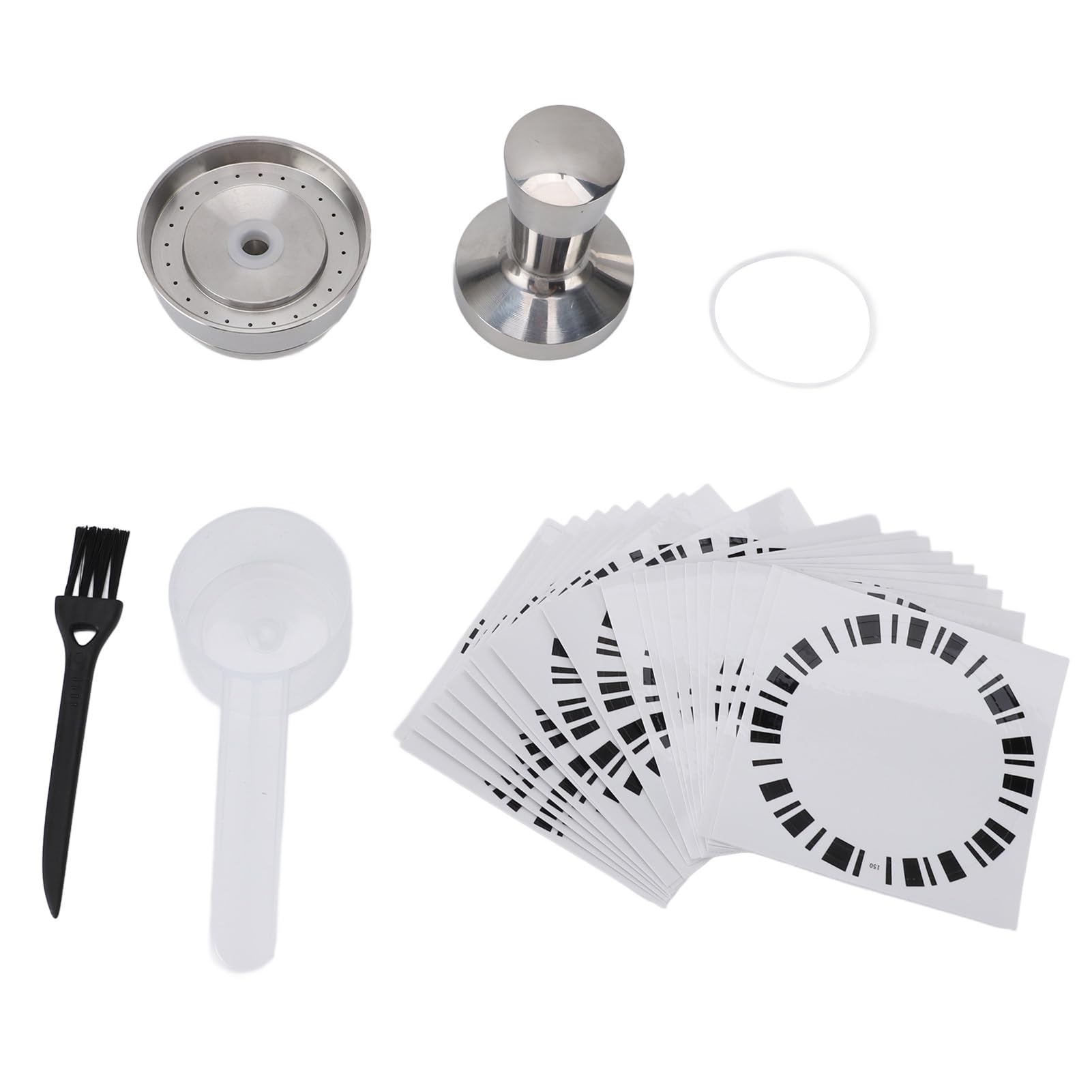Cápsulas reutilizables de acero inoxidable, cápsulas de café recargables Cápsulas de café reutilizables multifuncionales de acero inoxidable y compactador de café con cepillo de