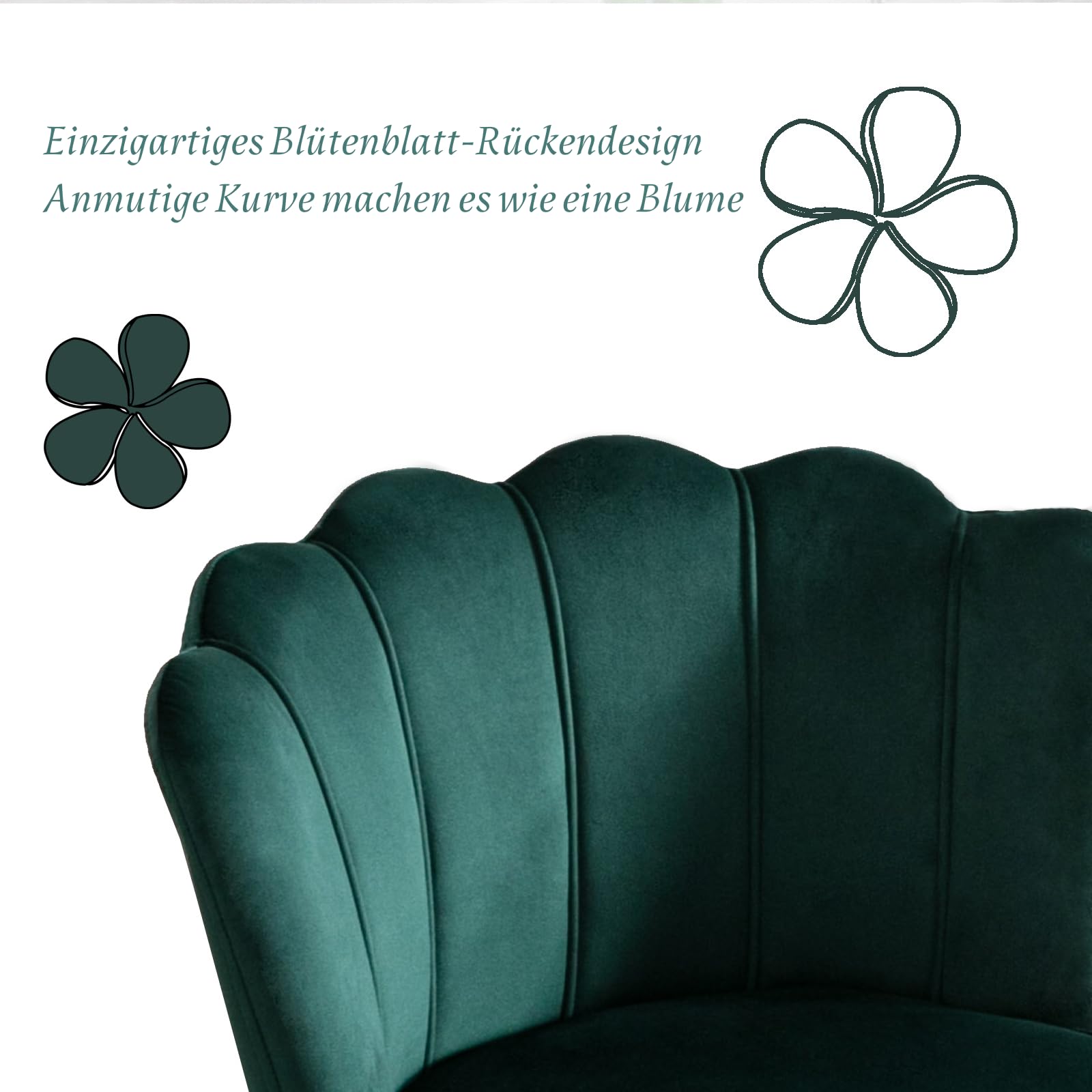 chairus Set di 2 Sgabelli da Cucina in Velluto Sgabelli Bar Moderni, Verde