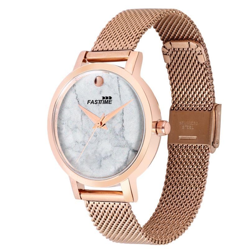 FASTTIME Rose-Gold Mess Chain Watch for A Beautiful Womens Wrist 113 WRMW (B0C8626W3N) Amazon Price History, Amazon Price Tracker