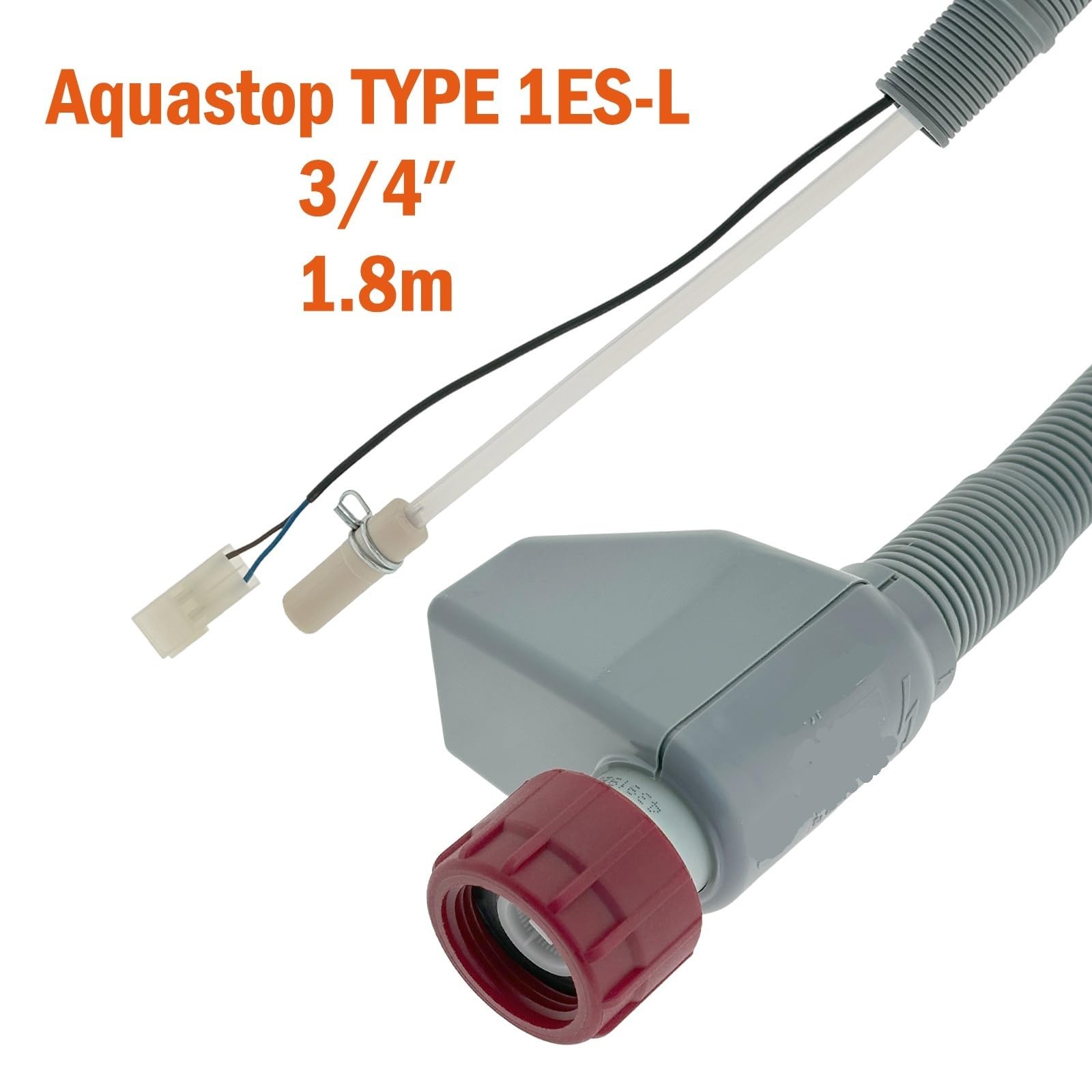 Compatible con manguera de entrada Electrolux Aquastop de 1,8 m | Válvula de seguridad 1ES-L, protección contra fugas, paquete de 1