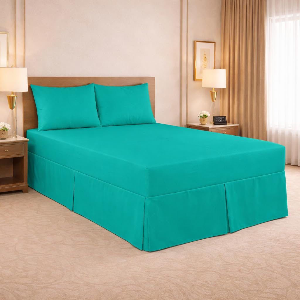 Arlinens Teal Luxury Plain Dyed Poly Cotton Platform Base Valance Sheet In Following Colours And Sizes (Double, )