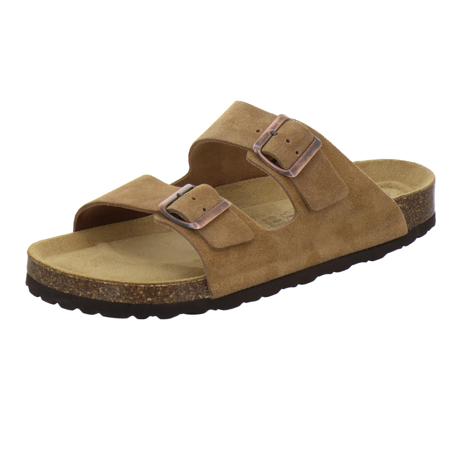 AFS-Schuhe 3100 Bequeme Sandalen für Herren Leder offen, Hausschuhe Pantolette, Made in Germany (43 EU, Cognac Velour)