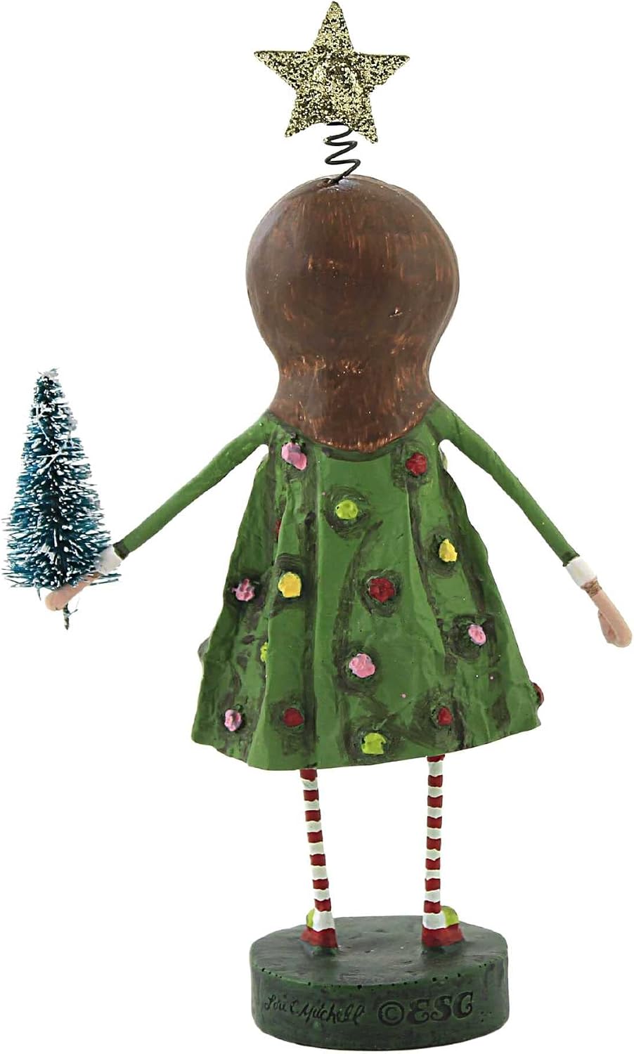 Lori Mitchell Chrissy Christmas, Polyresin, Christ Star Tree Girl, Collectible Figurines, 13335, Multicolor, 7 In H X 4.25 In W X 1.75 In D