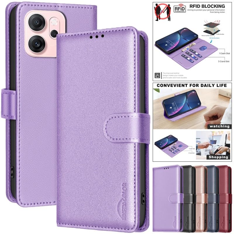 Étui portefeuille Oppo Reno 13F 5G en cuir bleu foncé à rabat - 2