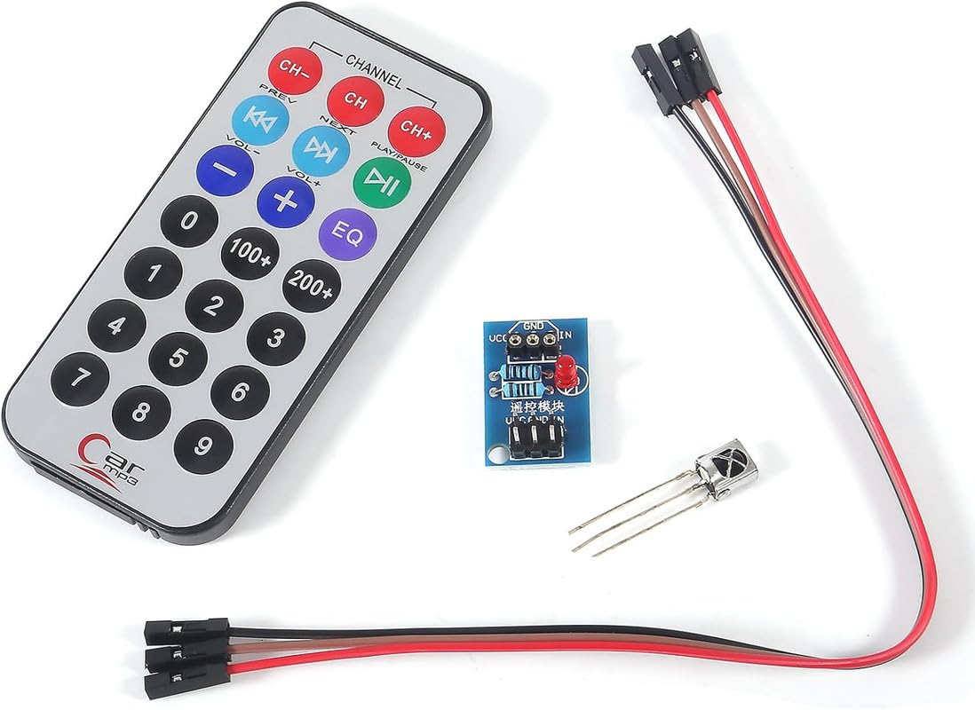 REES52 Infrared Remote Control Module Receiver Head HX1838 NEC Coding IR Remote Control Sensor Module with Cable for Toy Car Starter Kit-image-32